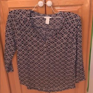 Patterned blouse navy and pink